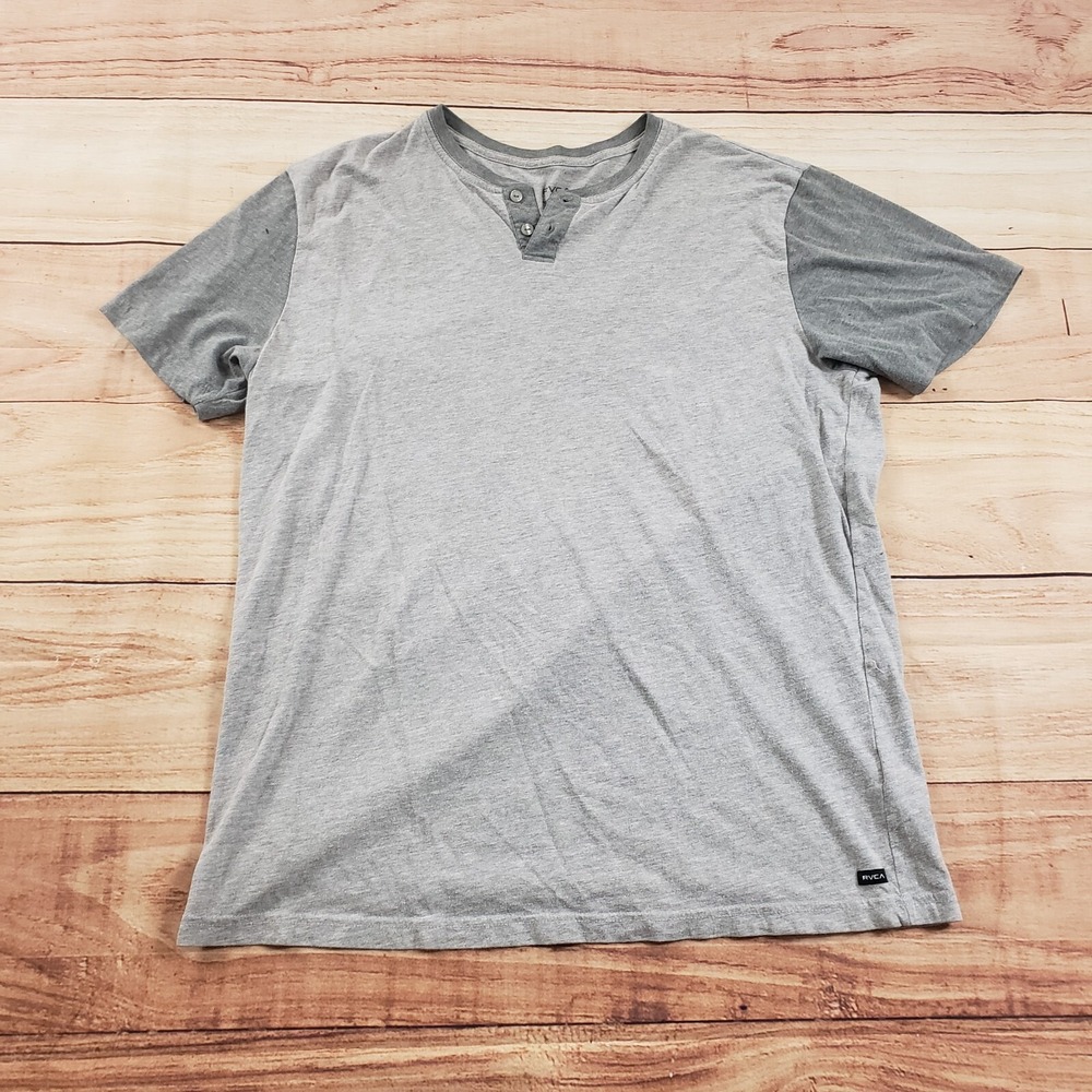 RVCA‎ Shirt Mens Extra Large Gray Outdoor Henley Surf Surfer Surfing Adult *